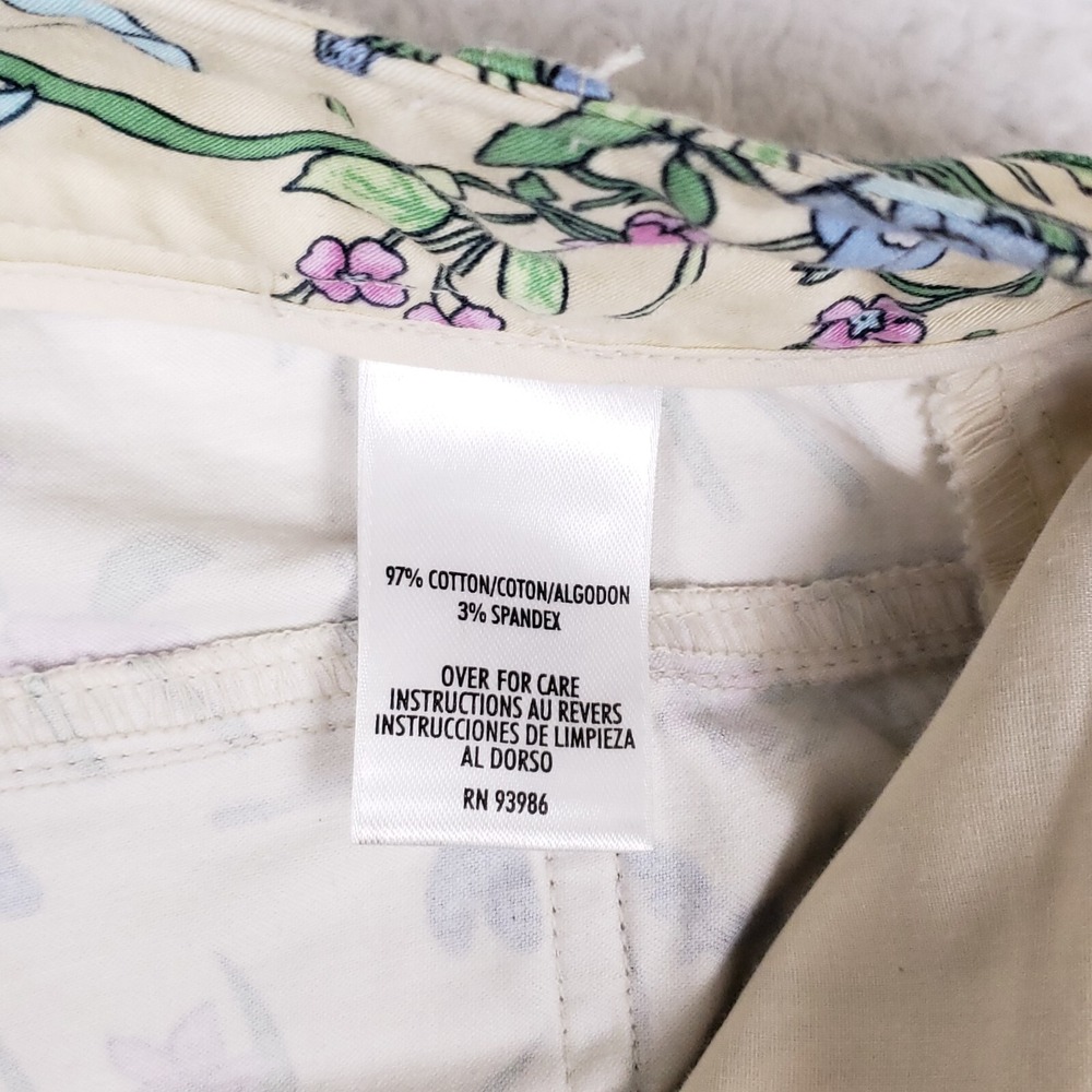 Casual Corner Pants Floral Print Straight Leg Size 6 Beige‎ Gardencore Y2K - Picture 8 of 10